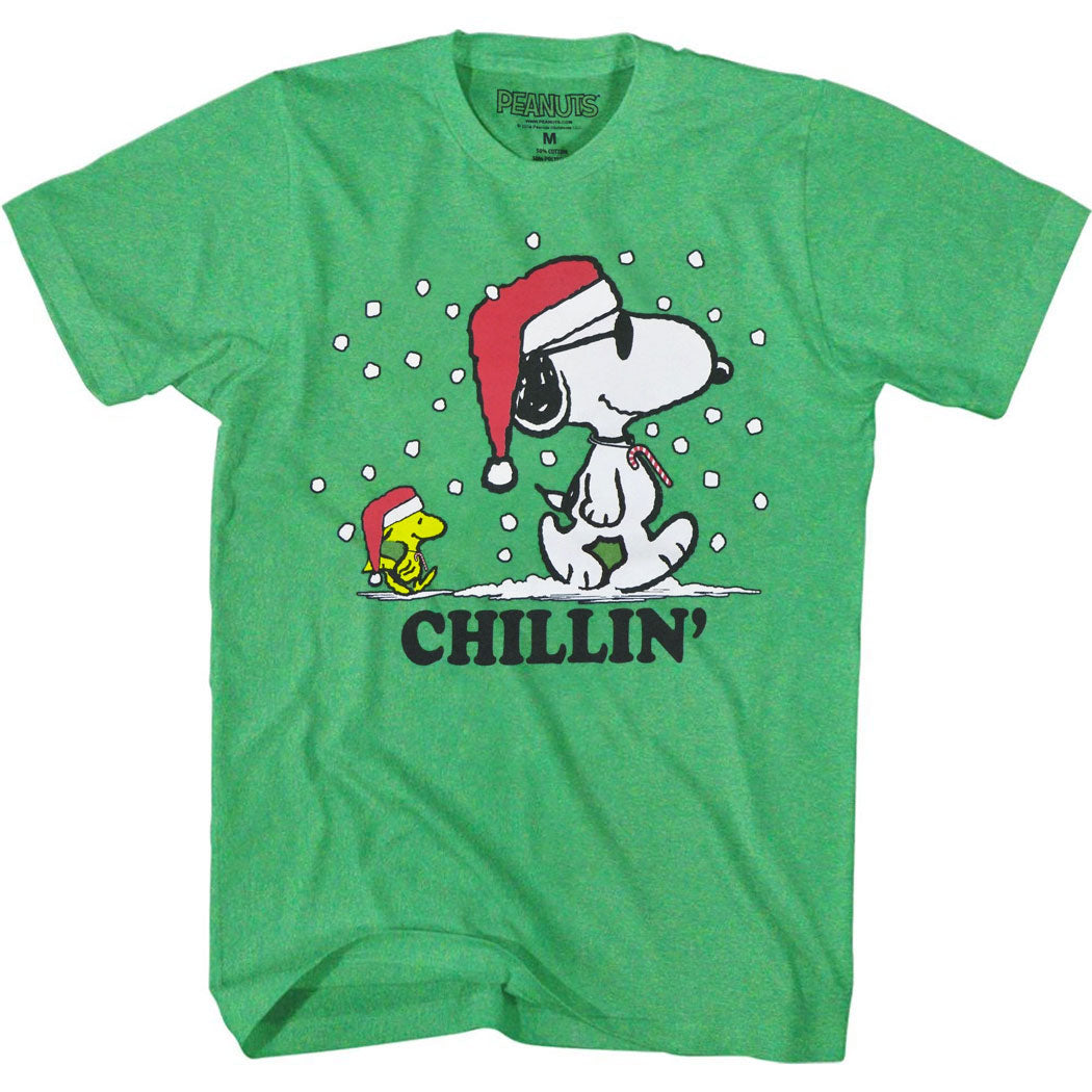 Peanuts Snoopy and Woodstock Chillin' Christmas Holiday T-Shirt