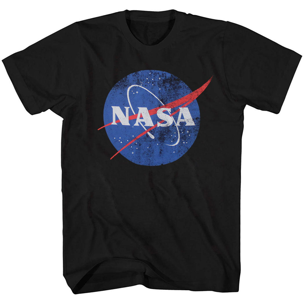 NASA Vintage Meatball Distressed Logo T-Shirt Black