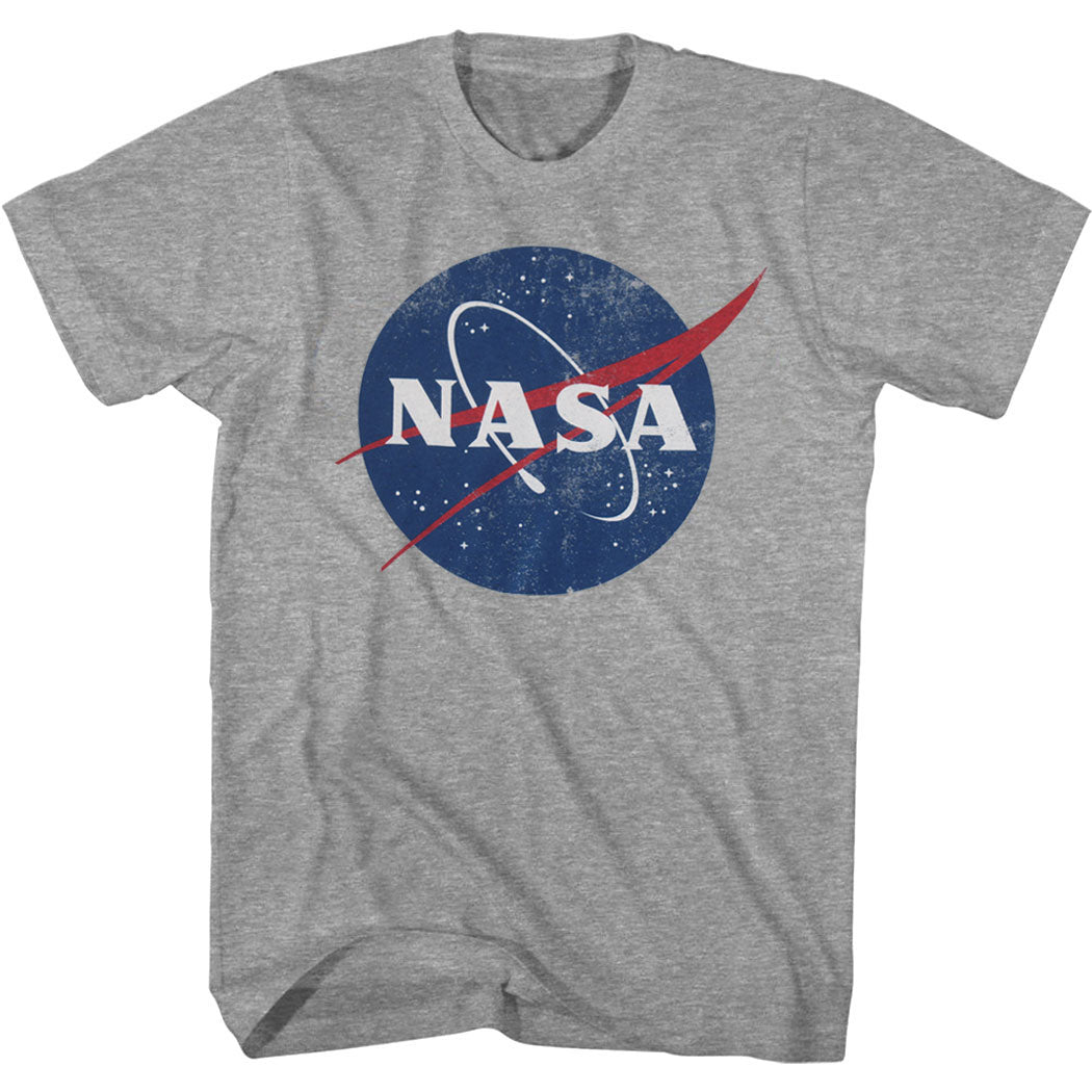 NASA Vintage Meatball Distressed Logo T-Shirt Grey