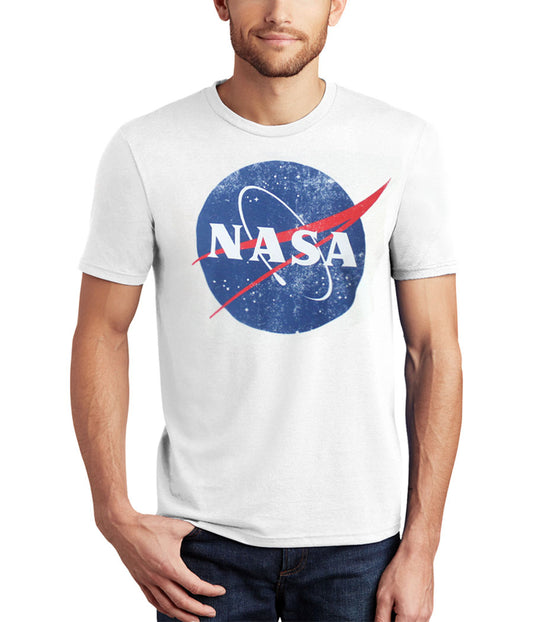 NASA Vintage Meatball Distressed Logo T-Shirt White
