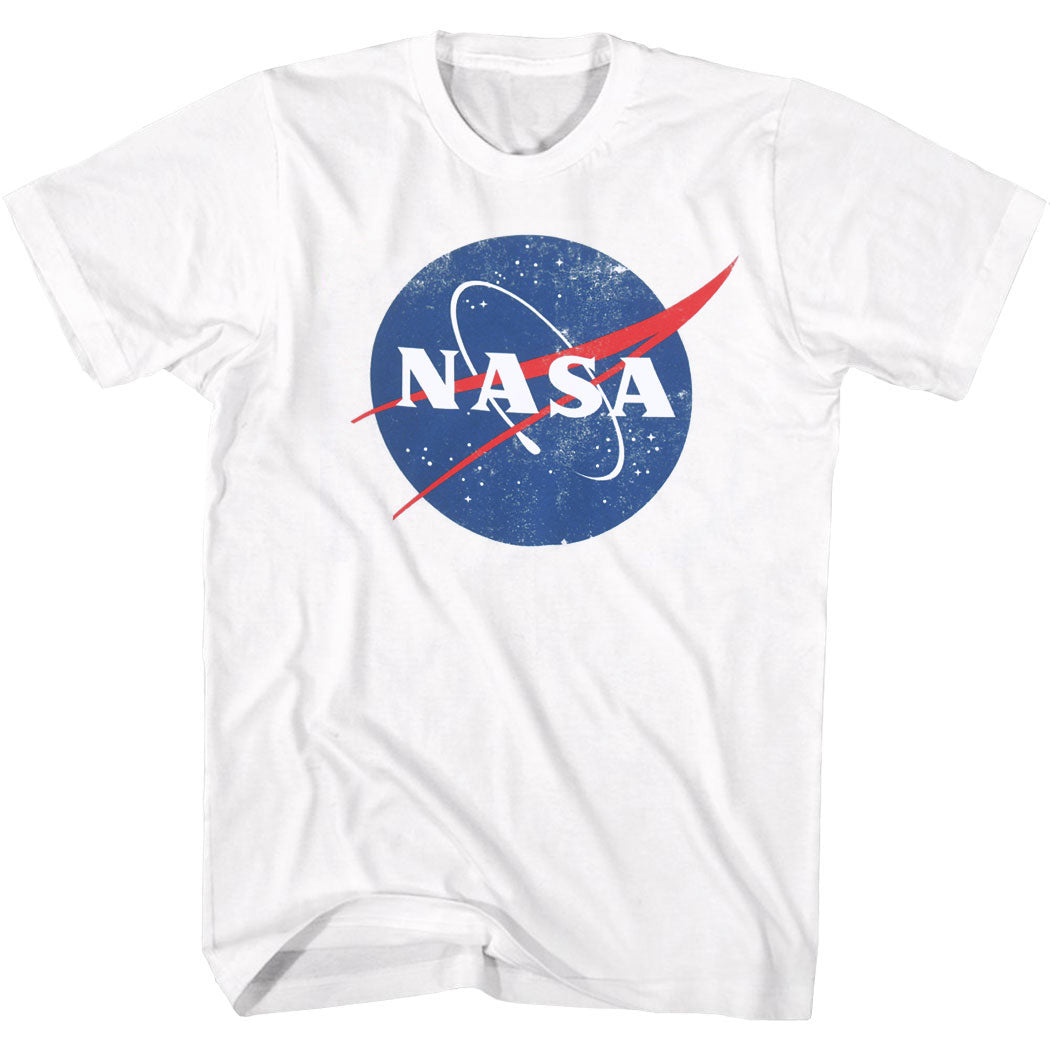 NASA Vintage Meatball Distressed Logo T-Shirt White