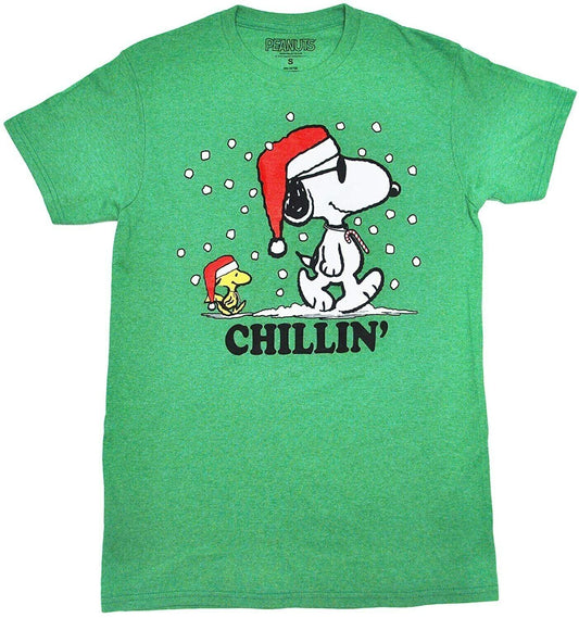 Peanuts Snoopy and Woodstock Chillin' Christmas Holiday T-Shirt