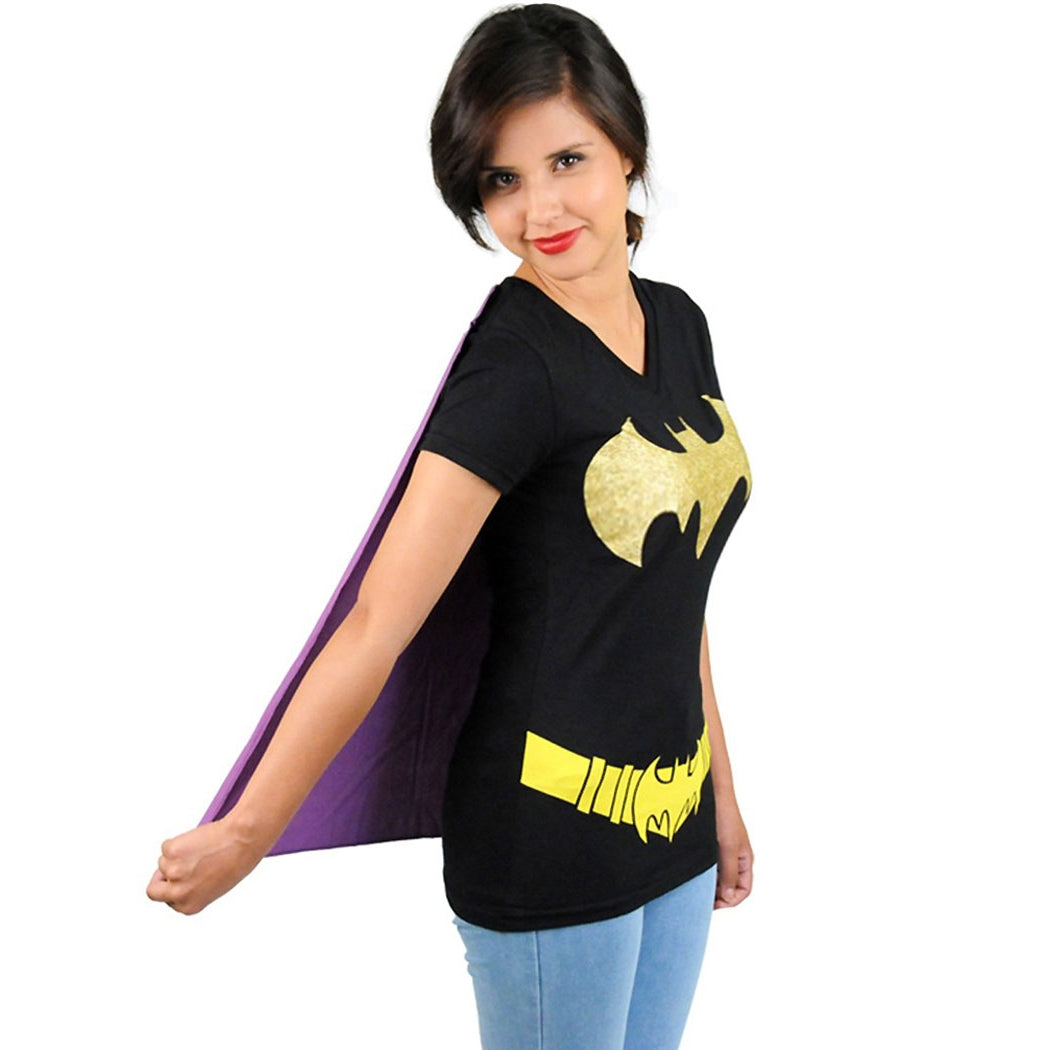 Batgirl Cape Costume V-Neck T-Shirt