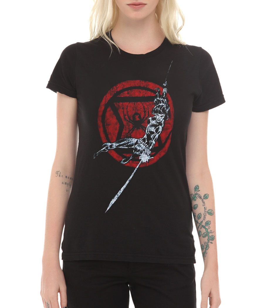 Black Widow Attack Junior Women's T-Shirt