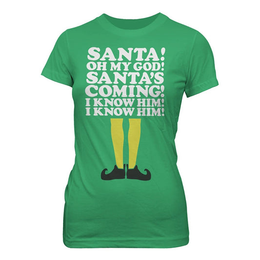 Elf Santa's Coming! Junior Ladies T-Shirt