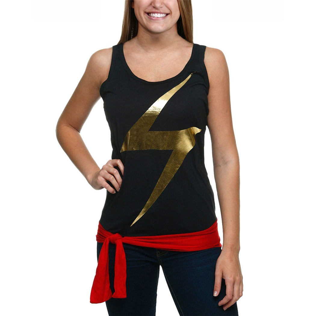 Ms Marvel Tie Waist Racer Junior Tank Top