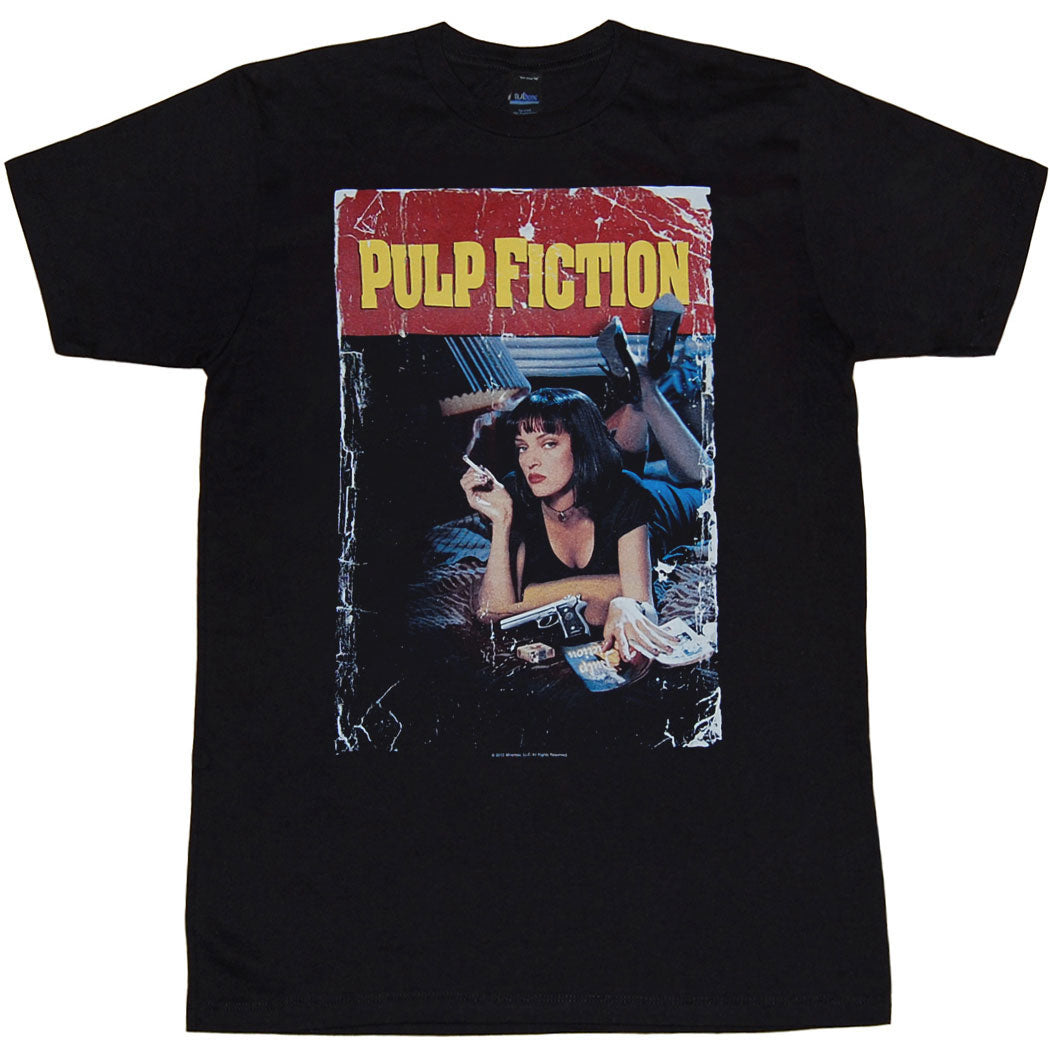 Maglietta Uomo Pulp Fiction Mia Face - T-Shirt Bianca Girocollo Con Stampa Cult, Taglie S-XXL