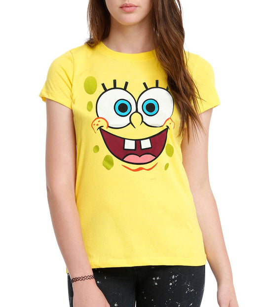 Spongebob Face Junior Women's T-Shirt