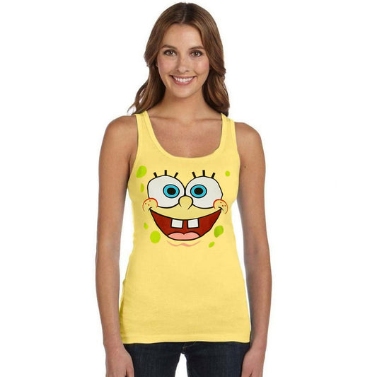 SpongeBob Face Junior Women's Tank Top