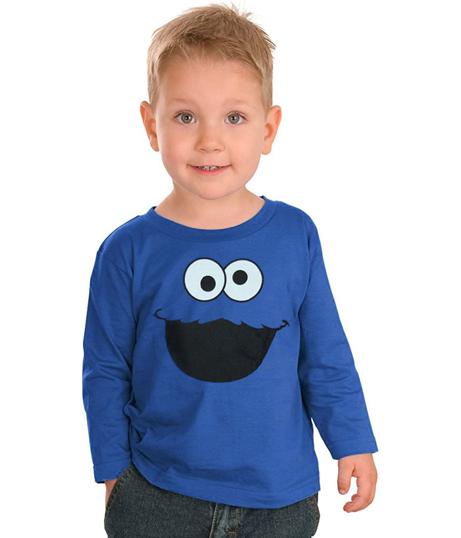 Sesame Street Cookie Monster Face Long Sleeve Toddler T-Shirt