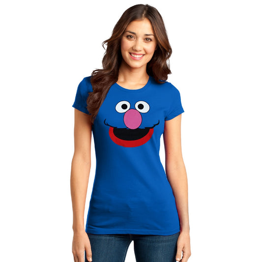 Sesame Street Grover Face Junior Women's T-Shirt