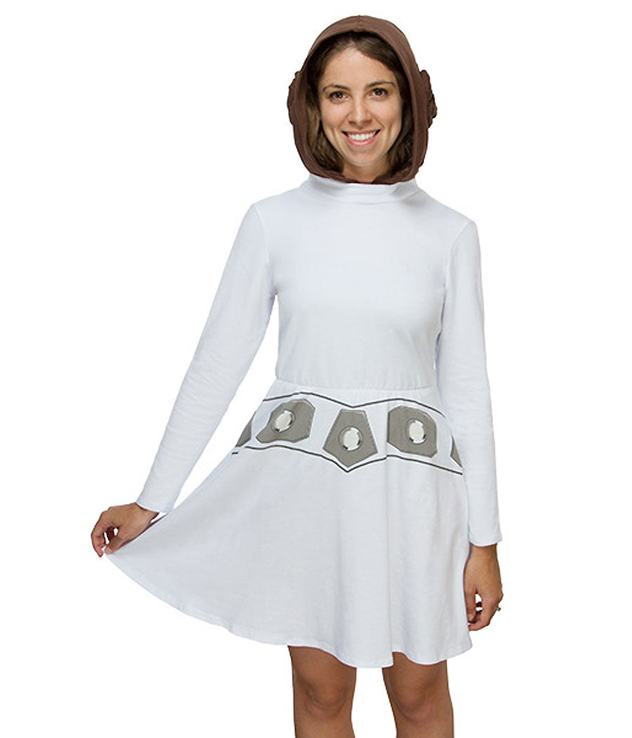 Star Wars Princess Leia Hooded Skater Dress Junior Medium [JM]