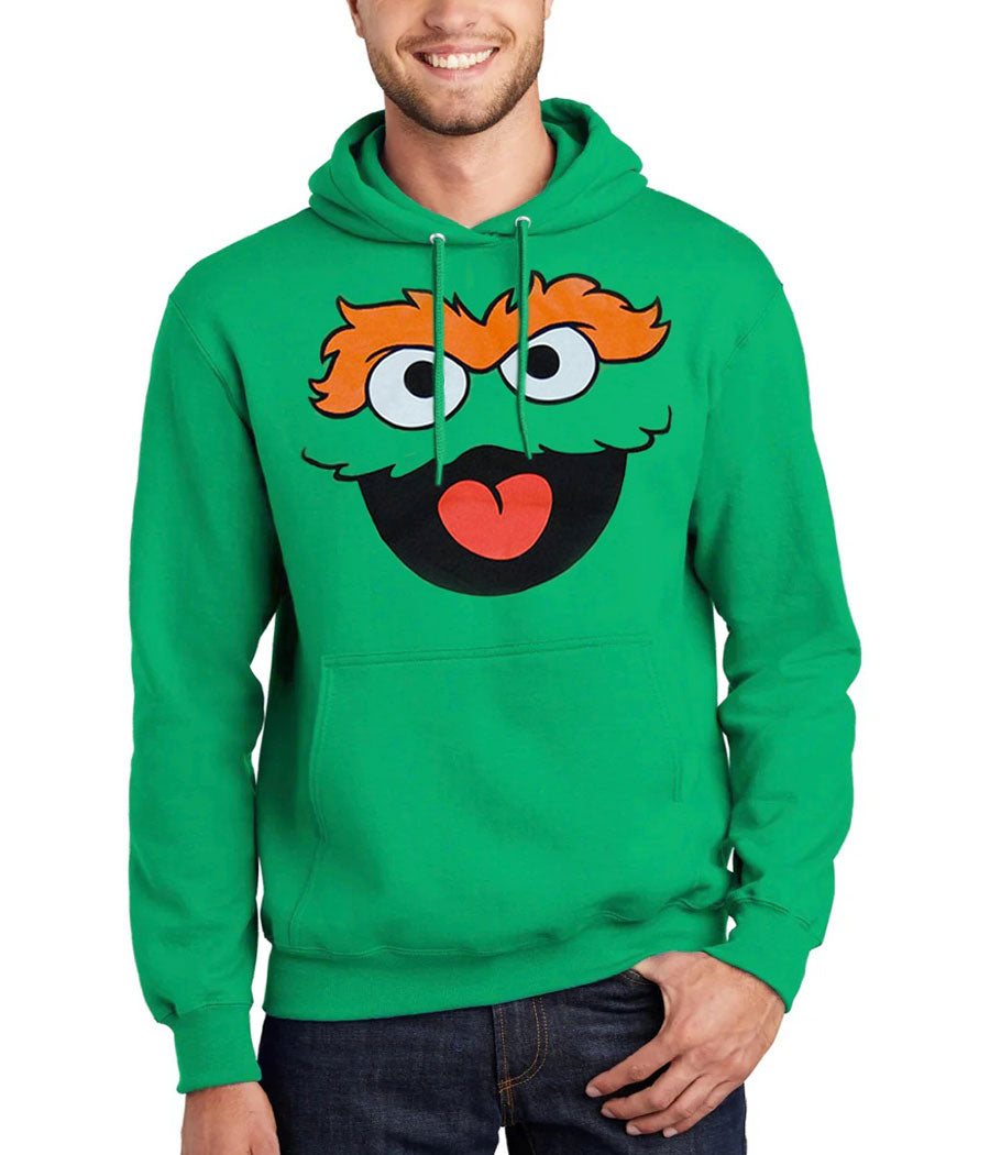 Oscar The Grouch Face Adult Hoodie
