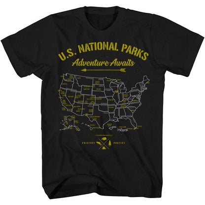 U.S. National Parks Map T-Shirts