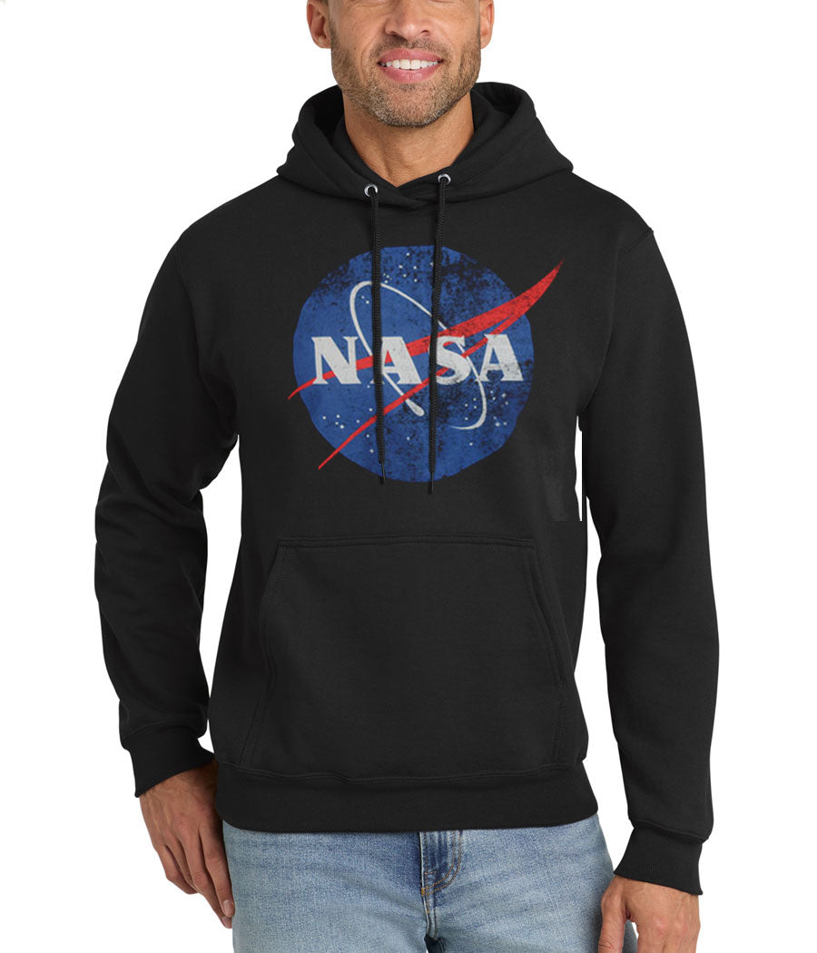 NASA Vintage Meatball Distressed Logo Hoodie Black