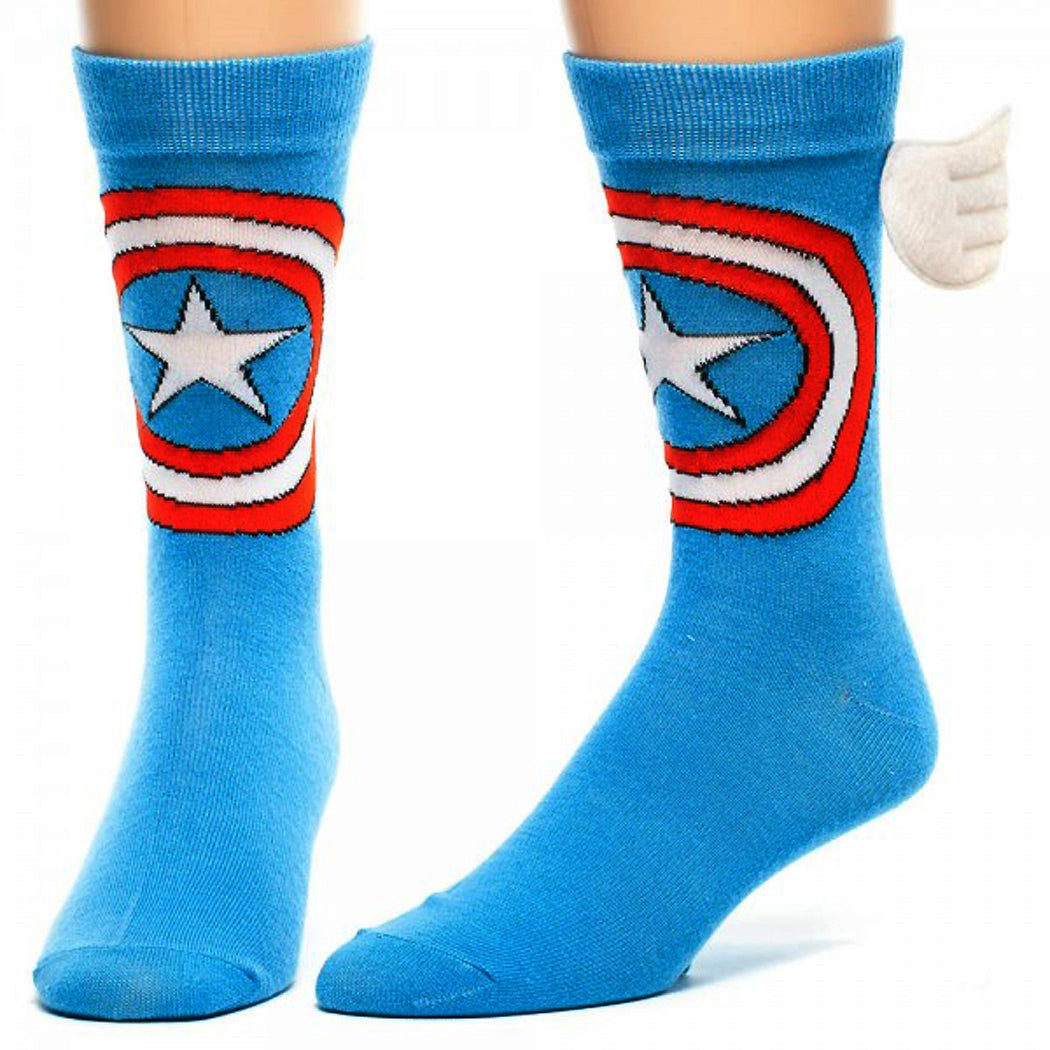 Captain America Crew Socks with Wings