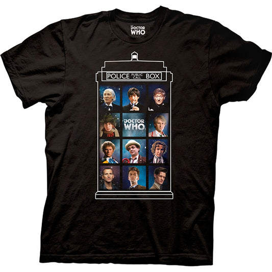Doctor Who 50 Years, 11 Doctors Tardis T-Shirt