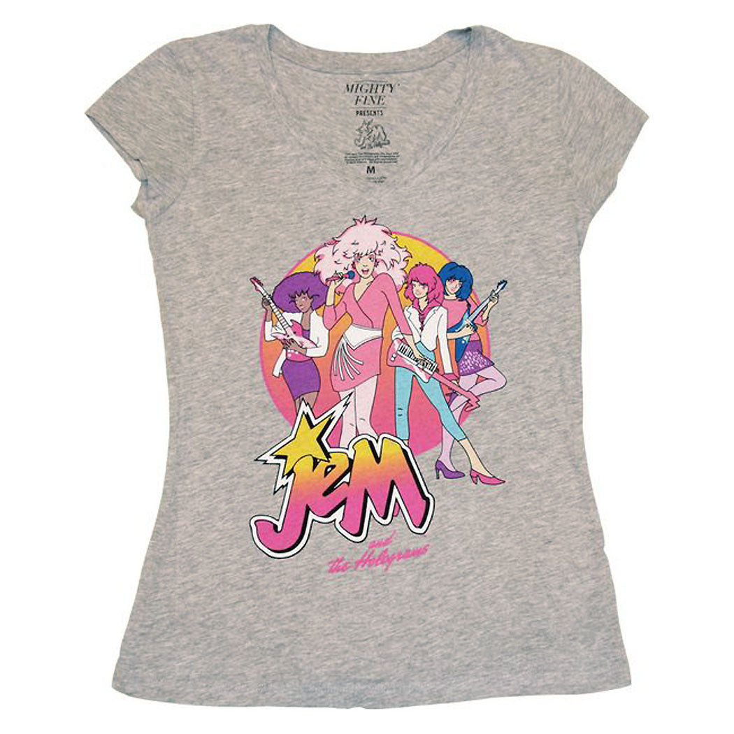 Jem and the Holograms Playing Circle V-Neck Shirt