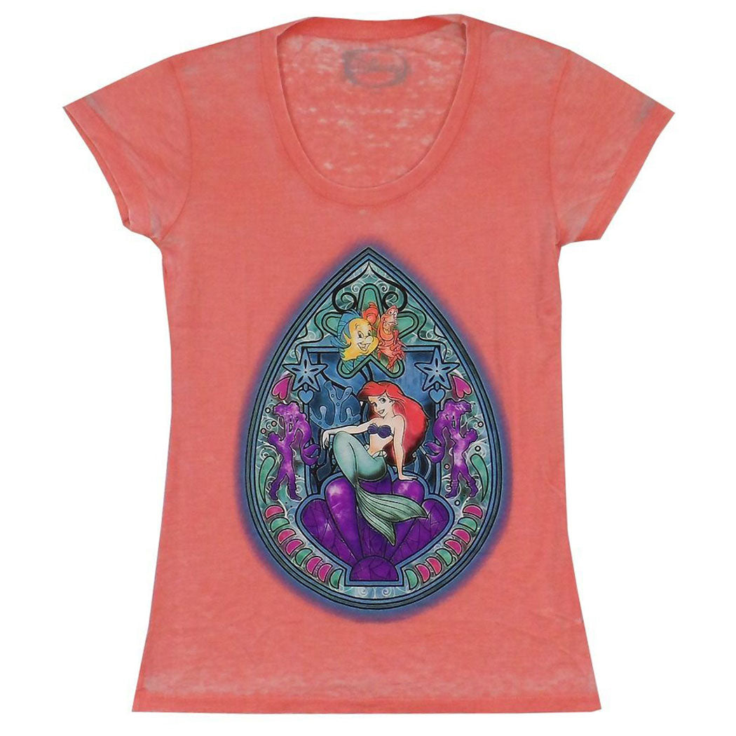 The Little Mermaid Ariel Stained Glass Junior T-Shirt