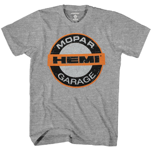 Mopar Hemi Garage Distressed Logo T-Shirt Grey