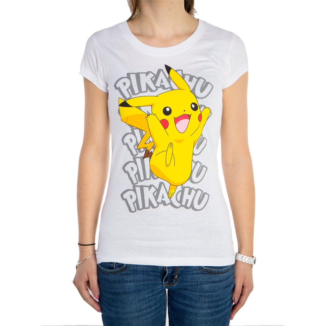 Pokemon Pikachu Name Repeat Junior Ladies T-Shirt