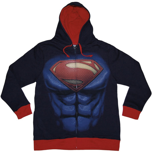 Superman Man of Steel Costume Zip Front Hoodie