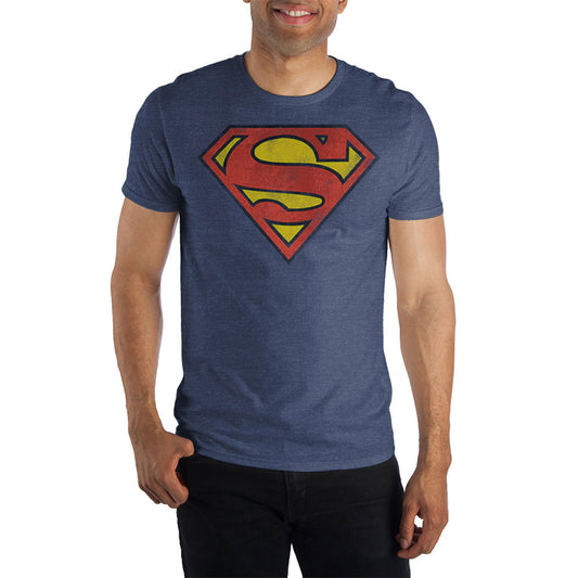 Superman Classic Logo Distressed Navy T-Shirt