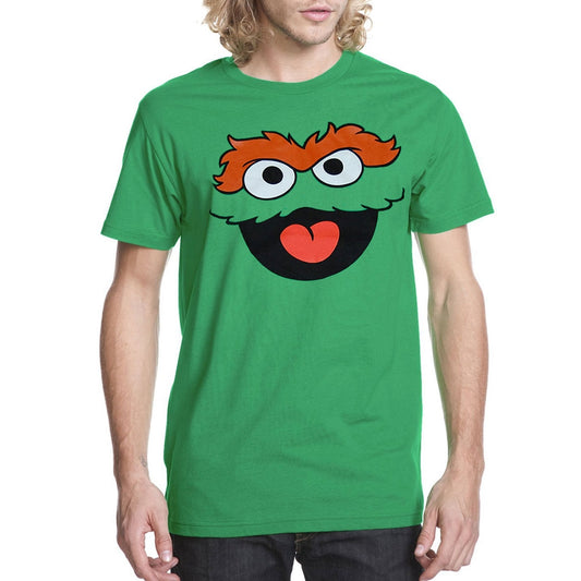 Sesame Street Oscar The Grouch Face Adult T-Shirt