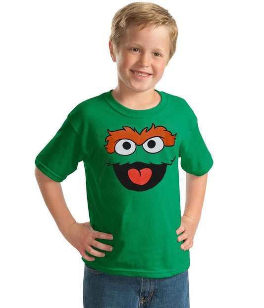 Sesame Street Oscar The Grouch Face Youth Kids T-Shirt